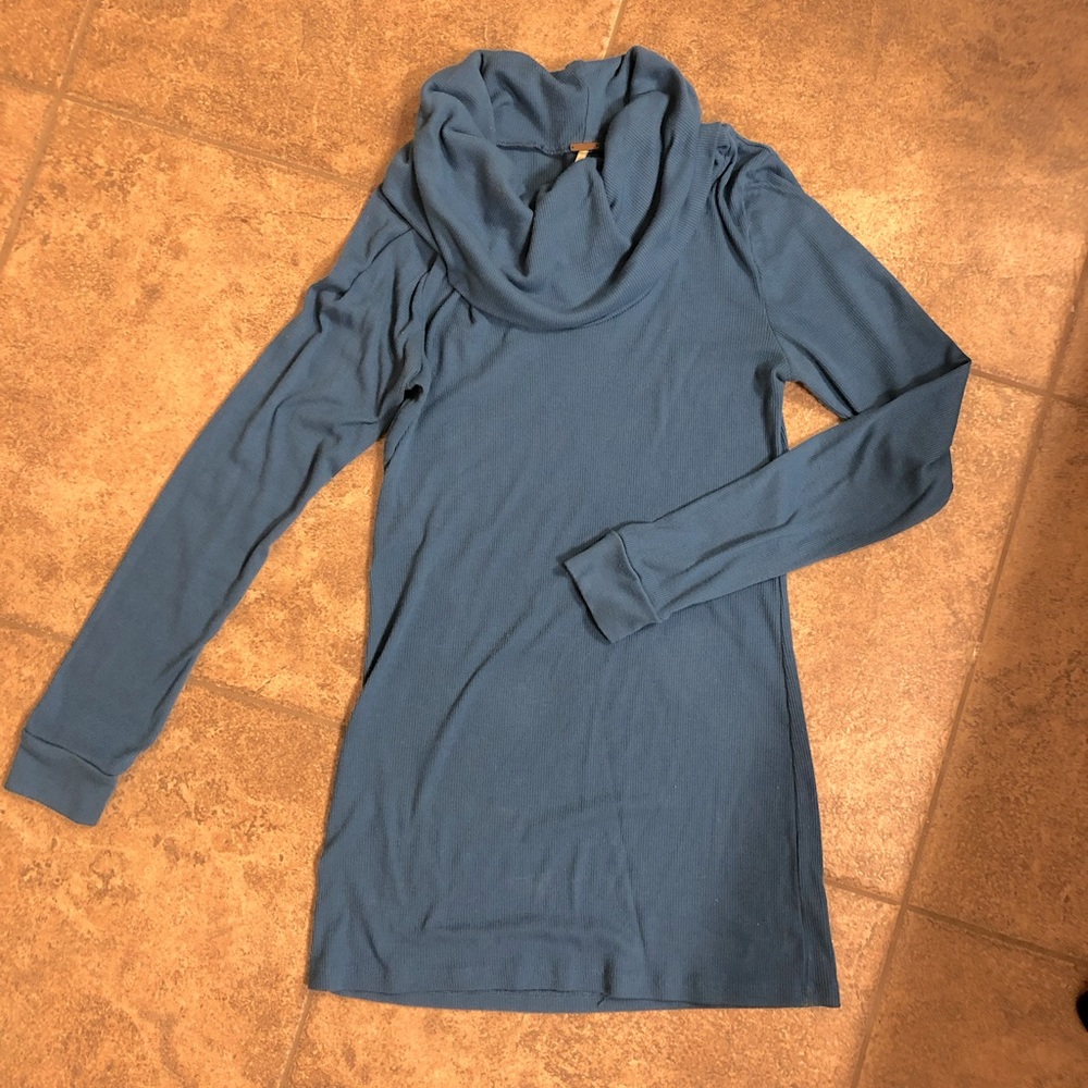 Blue Cowl Neck Tunic